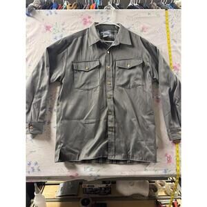 Haband Ice House Shirt Jacket‎ Mens Medium Gray Snap Front Plaid Lined